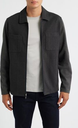 Robert Barakett Alexis Knit Zip-Up Shirt Jacket in Charcoal at Nordstrom, Size Xx-Large