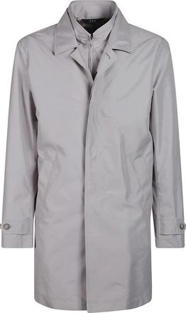 Fay Double Front Jas voor de Ochtendstijl - Heren - Mantel - Grijs - L - Leer - Jassen