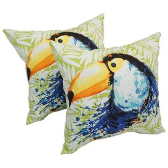 Blazing Needles Spun Polyester 17-inch Outdoor Throw Pillows (Set of 2)