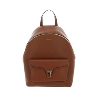 Coccinelle Leather Backpack with Adjustable Straps - female - Coccinelle - Backpacks - Brown - ONE SIZE - Bags