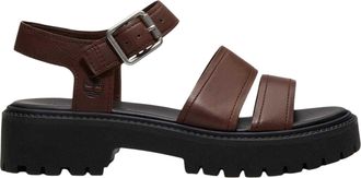 Timberland Lederen platte gladiatorsandalen voor dames (Bruin)