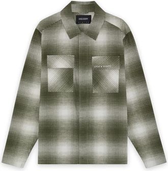 Lyle & Scott Jassen, Heren, Groen, XL, LS Geweven Shirts Ombre Check Overshirt