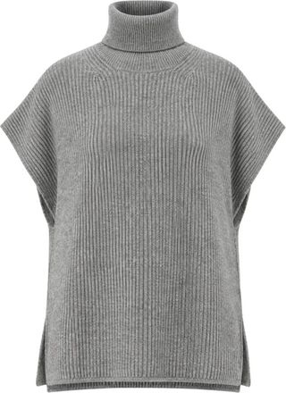 Max Mara Gilet van wol en kasjmier met Engelse ribbel - Dames - Coltruien - Grijs - M - Wol - Truien & Vesten