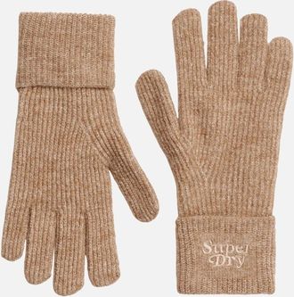 Superdry Mens Superdry Womens Soft Rib Knit Winter Gloves - Brown - Size: ONE size