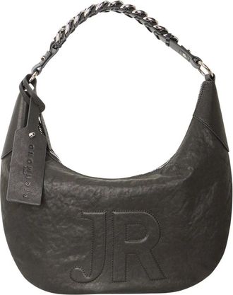 John Richmond Schoudertas met reli&euml;flogo en kettinghandvat - Dames - Schoudertassen - Zwart - ONE Size - Leer - Tassen