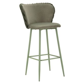Dmora Silla Kalpa, Acolchada, Set De 2 Con Respaldo, Estructura De Madera Noble, 55x58x106h Cm Verde