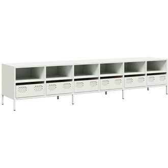 vidaXL Vidaxl - Mueble Para Tv Acero Laminado En Fr&iacute;o Blanco 202x39x43,5 Cm