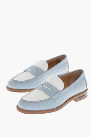 Dsquared2 Two-Tone Hammered Leather Penny Loafers Dsquared2