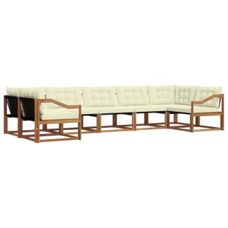 vidaXL Conjunto De Sof&aacute;s De Exterior Con Coj&iacute;n 7 Pcs Natural Y Crema Vidaxl