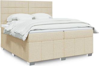 vidaXL Vidaxl - Cama Box Spring Con Colch&oacute;n Tela Color Crema 200x200 Cm