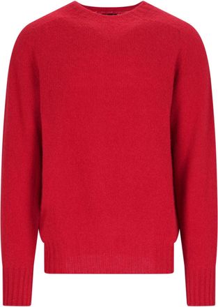 Howlin Shetland Wool Crew Neck Sweater with Ribbed Finishing