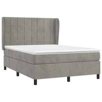 vidaXL Vidaxl - Cama Box Spring Con Colch&oacute;n Terciopelo Gris Claro 140x190 Cm