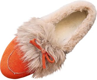 Generic Slip On Loafers for Women Size 3.5 Suede Winter Snow Boots Fur Lined Thickened Warm Ankle Booties Lightweight Comfortable Casual Loafers Outdoor Anti-