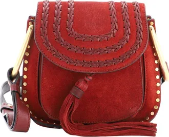 Chlo&eacute; Red Suede Hudson Handbag Whipstitch Mini (Authentic Pre-Loved)