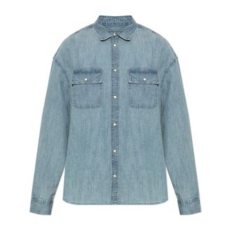 AllSaints Denim Shirts, male, Blue, Size: 2XL Gribbs Oversized Long Sleeve Shirt