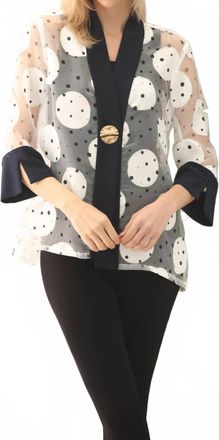 Joseph Ribkoff Polka Dots Sheer Jacket In Vanilla/midnight Blue