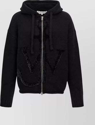 J.W.Anderson hooded textured pattern sweater with long sleeves