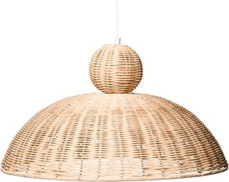 Beliani Pendant Lamp Rattan Natural Ceiling Light Hand-Woven Lampshade Dining Room Living Room SUERTE