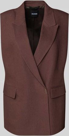 HUGO BOSS Regular Fit Weste aus Leinen-Viskose-Mix Modell JANKANIA in Schoko, Gr&ouml;&szlig;e 32