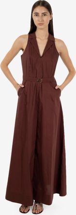 Patrizia Pepe Abito lungo in popeline brown