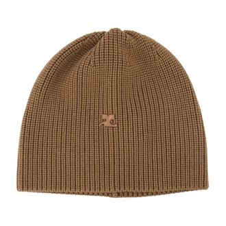 Courrèges Beanies, unisex, Beige, Size: M Beige Wool Unisex AC Beanie