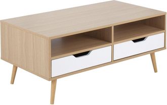Astro Contemporary Coffee Table in Natural and White Wood by