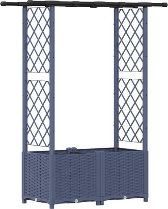 vidaXL Cama Elevada Con Trellis Y Techo Gris 124,5 X 40 X 136 Cm Pp Vidaxl