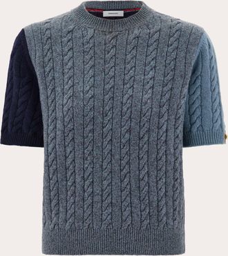 Ferragamo Women Short sleeve cable knit top Blue
