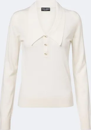 Dolce & Gabbana Embellished cashmere-blend polo sweater