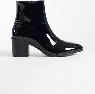 Asos Stivali con tacco neri verniciati con zip-Nero