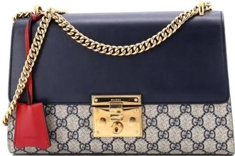 Gucci Padlock GG Coated Canvas and Leather Medium shoulder bag - Blauw