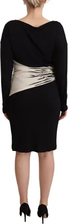 Roberto Cavalli Womens Black Silver Sheath Knee Length Dress | Viscose