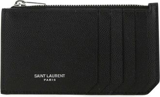 Saint Laurent Fragments Zipped Card Case - Heren - Portefeuilles - Zwart - ONE Size - Leer - Accessoires