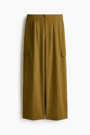 H&M Wide Cargo Trousers in Golden Olive at Nordstrom, Size 10