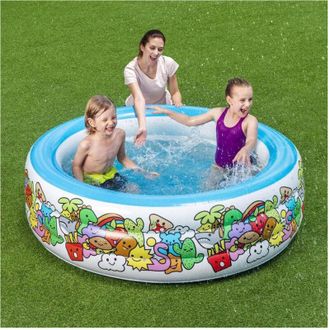 Trade Shop Trade Shop - Piscina Gonfiabile 3 Anelli Per Bambini Con Personaggi Frutti Piante 152x51cm 016156