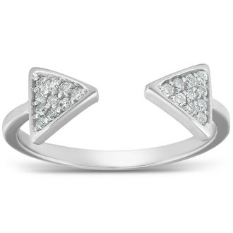 Pompeii3 1/5ct Diamond Ring Open Triangle Fashion Right Hand Split Band White Gold