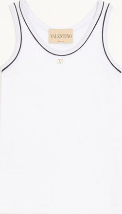 Valentino Cotton Jersey Top Woman WHITE/ BLACK XL
