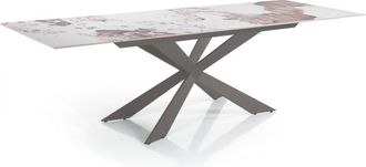 Oresteluchetta Mesa extensible cer&aacute;mica m&aacute;rmol &oacute;nice acero platino 75x120-180 cm