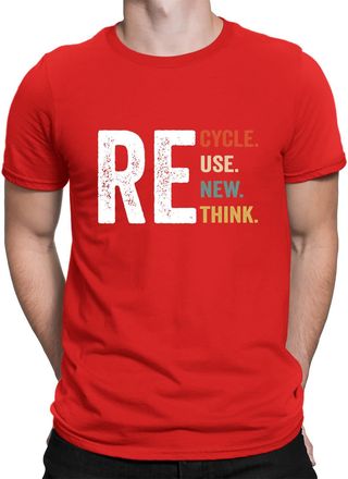 Generic Recycle Reuse Renew Rethink Crisis Environmental Activism Mens T-Shirt Top DNE Red L