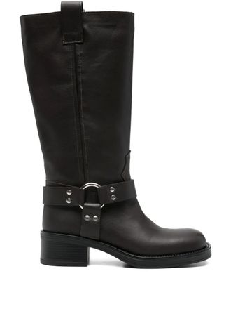 Gis&egrave;l moir&egrave; 50mm Blackpool biker boots - Brown
