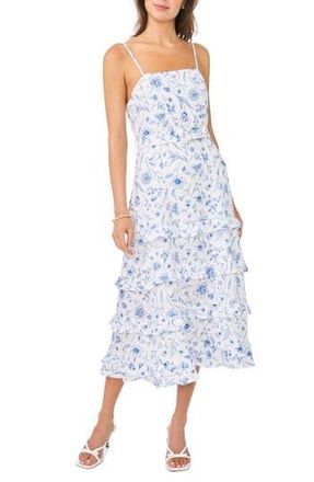 CeCe by Cynthia Steffe Belted Ruffled Midi Dress in Moonlight Blue at Nordstrom Rack, Size 12