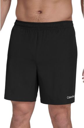 Calvin Klein Solid Stretchy Jersey Swim Shorts in Black at Nordstrom Rack, Size X-Large