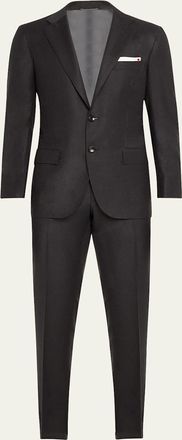 Kiton Mens Tonal Plaid Wool Suit