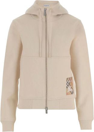 Burberry Check Label hoodie met rits - Beige