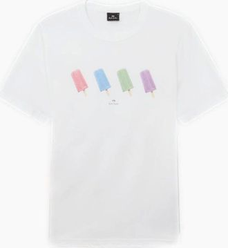 Paul Smith Mens PS Paul Smith Lollies T-Shirt 01 WHITE - Size: 40
