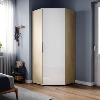 Elegant Lighting 1860 x 800 x 800 mm Corner Wardrobes Large Storage Bedroom Closets Highly Functional Furniture with, Mirror Single Door