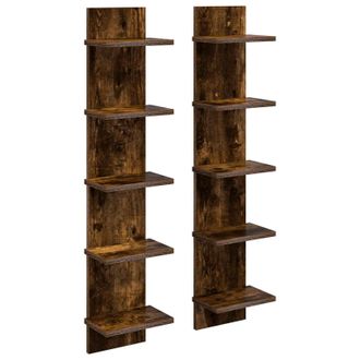 vidaXL Estante De Pared 2 Uds. Roble Ahumado 22 X 15 X 100 Cm Vidaxl