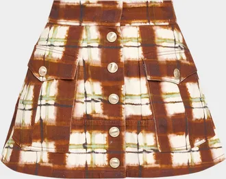 Cara Cara Fatima Plaid Cotton Canvas Mini Skirt