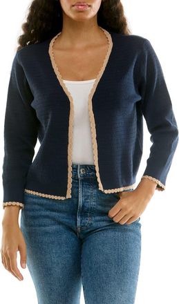 Nina Leonard Scalloped Bolero in Navy/Tan at Nordstrom Rack, Size X-Large