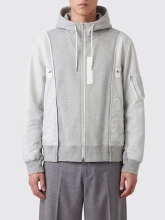 sacai Felpa in cotone con cappuccio, zip e tasche a fessura